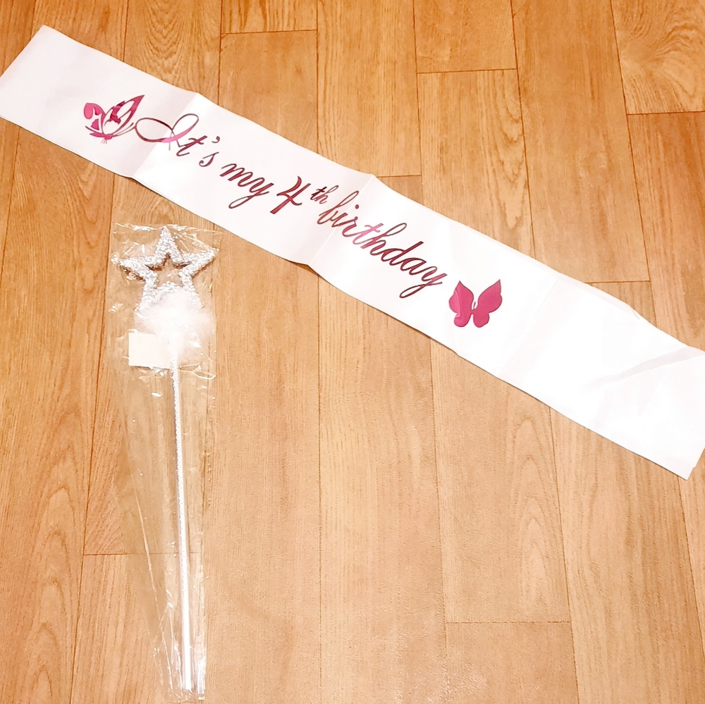 SOLD NEW It's My 4th Birthday Sash & Wand